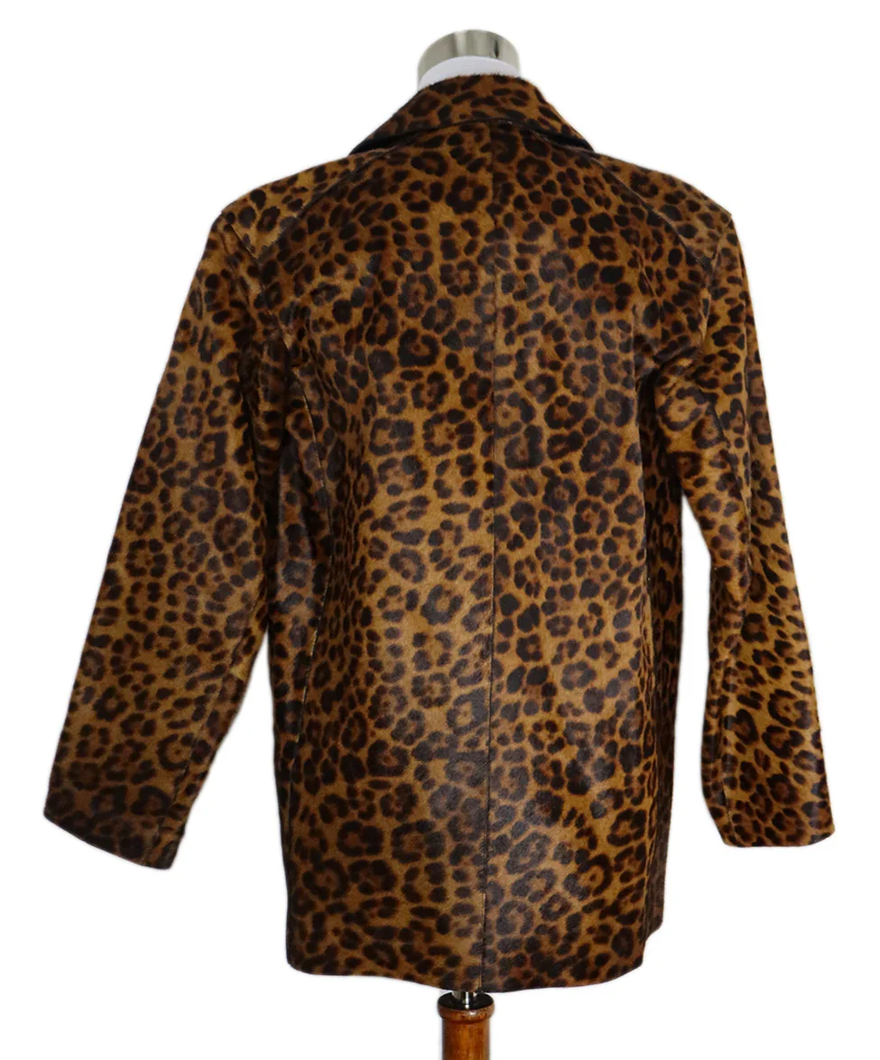 Rag & Bone Brown Black Leopard Print Fur Blazer sz 2 - Image 3