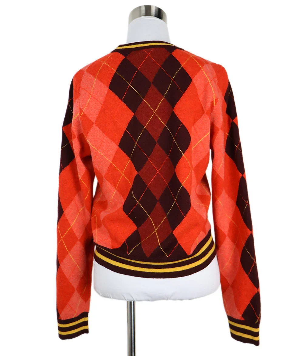 Rag & Bone Red Argyle Print Wool Sweater sz 6 - Image 3