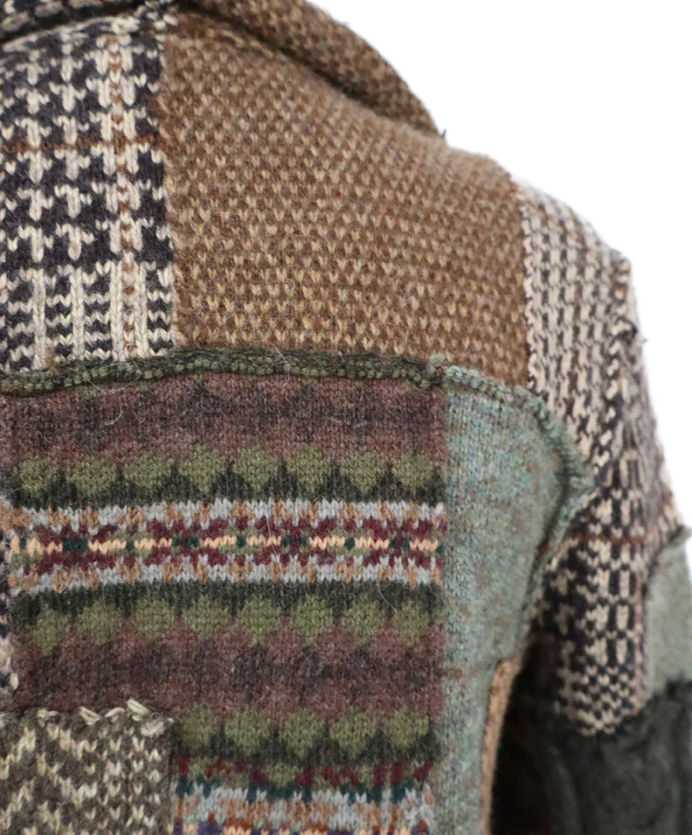 Ralph Lauren Brown Multicolor Patchwork Cashmere cardigan Sweater sz  6 - Image 6