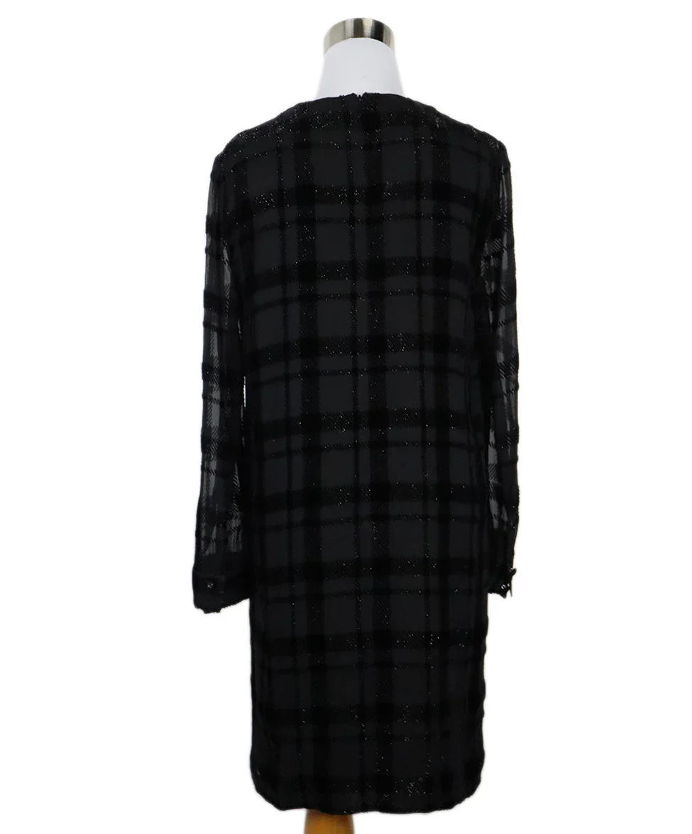 Ralph Lauren Metallic Black Plaid Dress sz 4 - Image 3