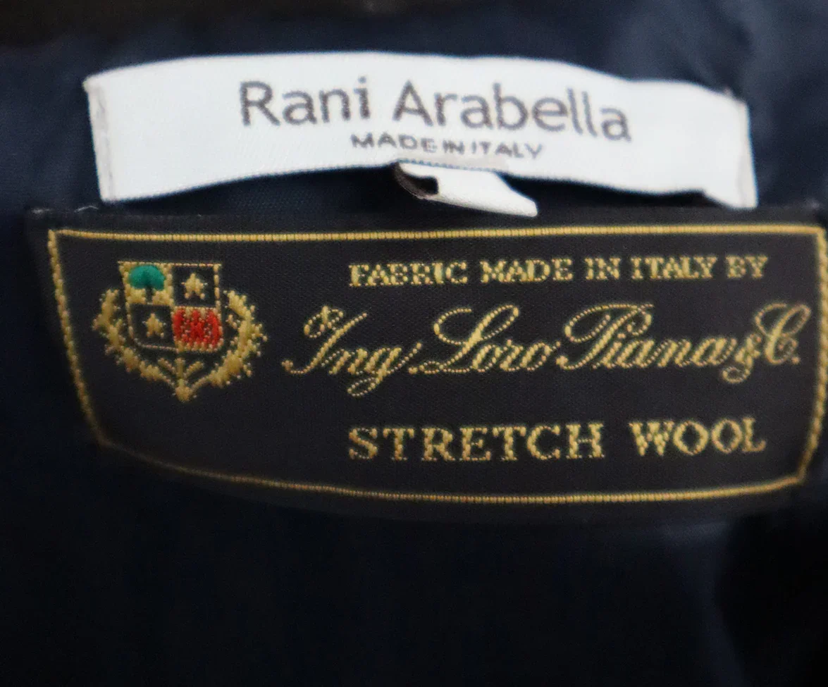 Rani Arabella Navy Wool & Brown Suede Jacket sz 6 - Image 4