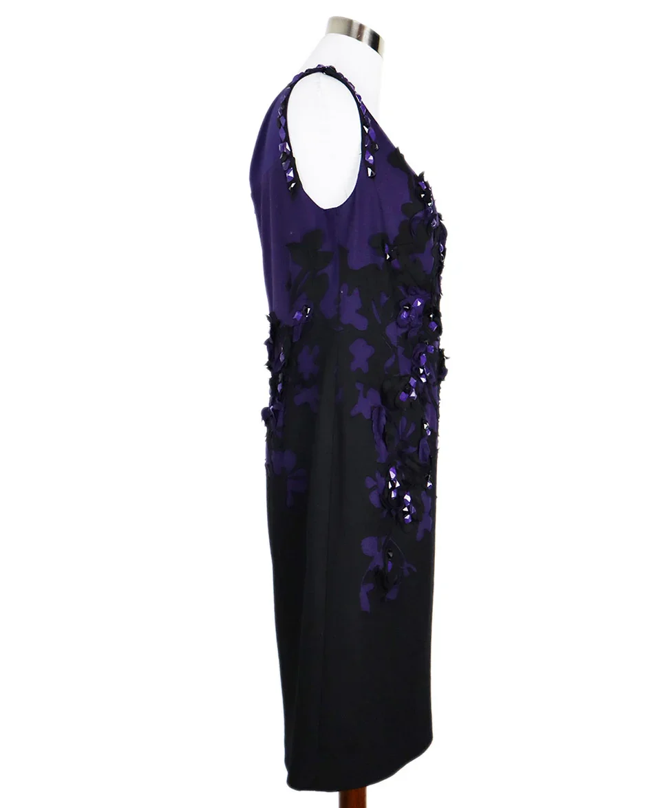 Rena Lange Purple & Black Beaded Dress sz 12 - Image 2