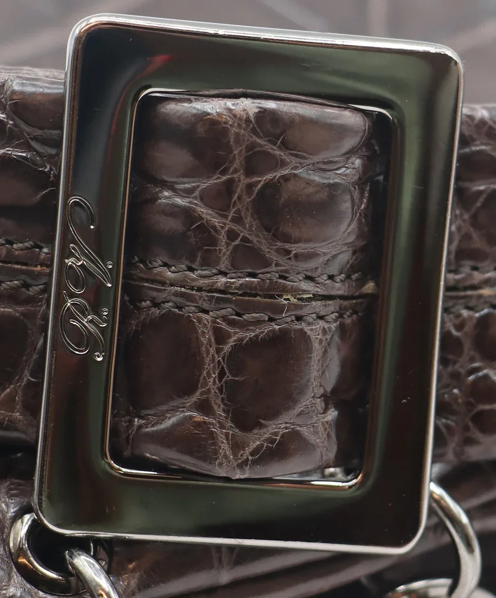 Roger Vivier Grey Crocodile & Silver Trim Shoulder Bag - Image 11