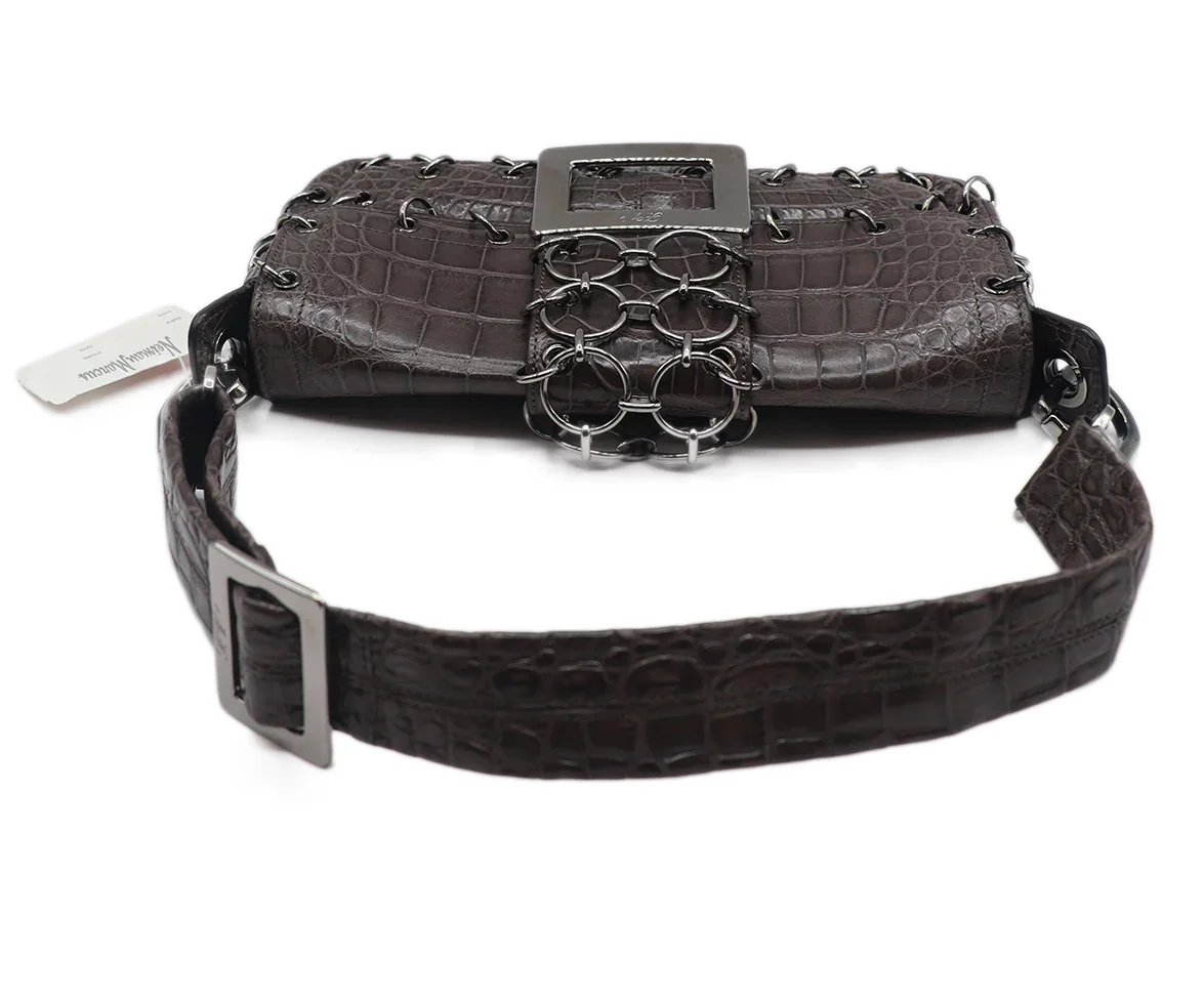 Roger Vivier Grey Crocodile & Silver Trim Shoulder Bag - Image 5