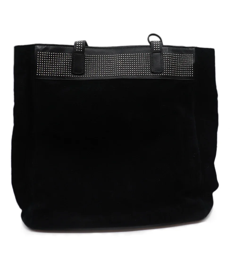 Saint Laurent Black Suede Leather Studded Tote