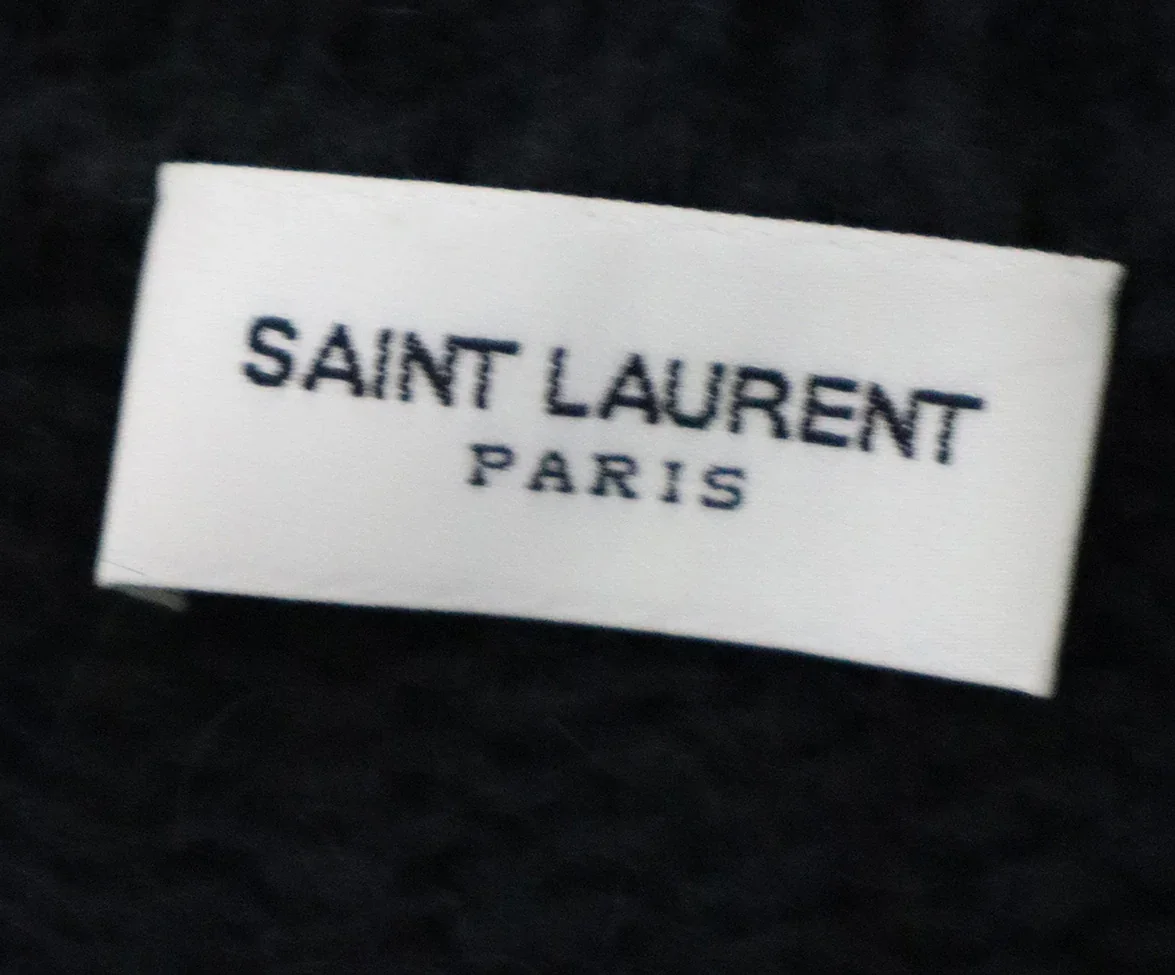 Saint Laurent Black Wool Knit Ivory Crewneck Sweater sz 4 - Image 4