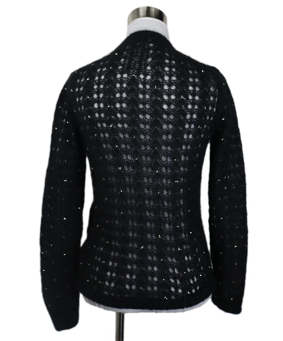 Saint Laurent Black Mohair Wool Sweater with Beaded Embellishment sz 2 - Image 3
