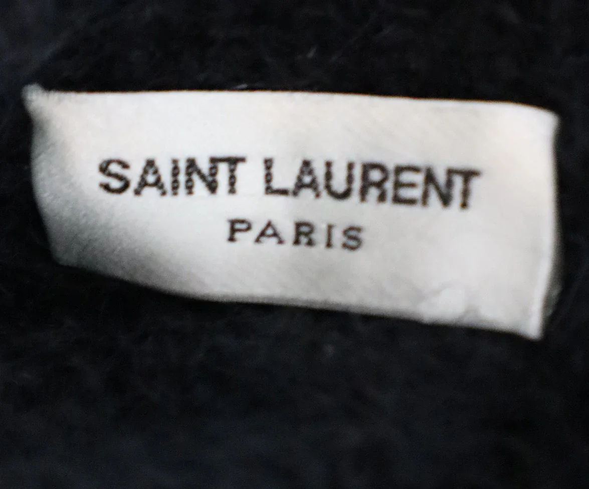 Saint Laurent Black Mohair Wool Sweater with Beaded Embellishment sz 2 - Image 4