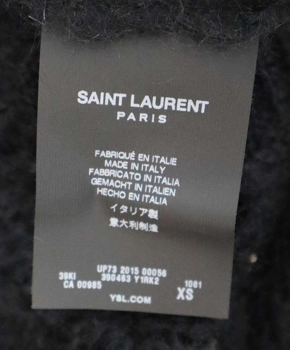 Saint Laurent Black Mohair Wool Sweater with Beaded Embellishment sz 2 - Image 5