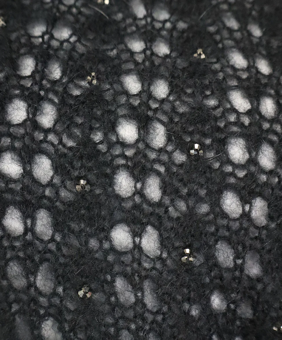 Saint Laurent Black Mohair Wool Sweater with Beaded Embellishment sz 2 - Image 6