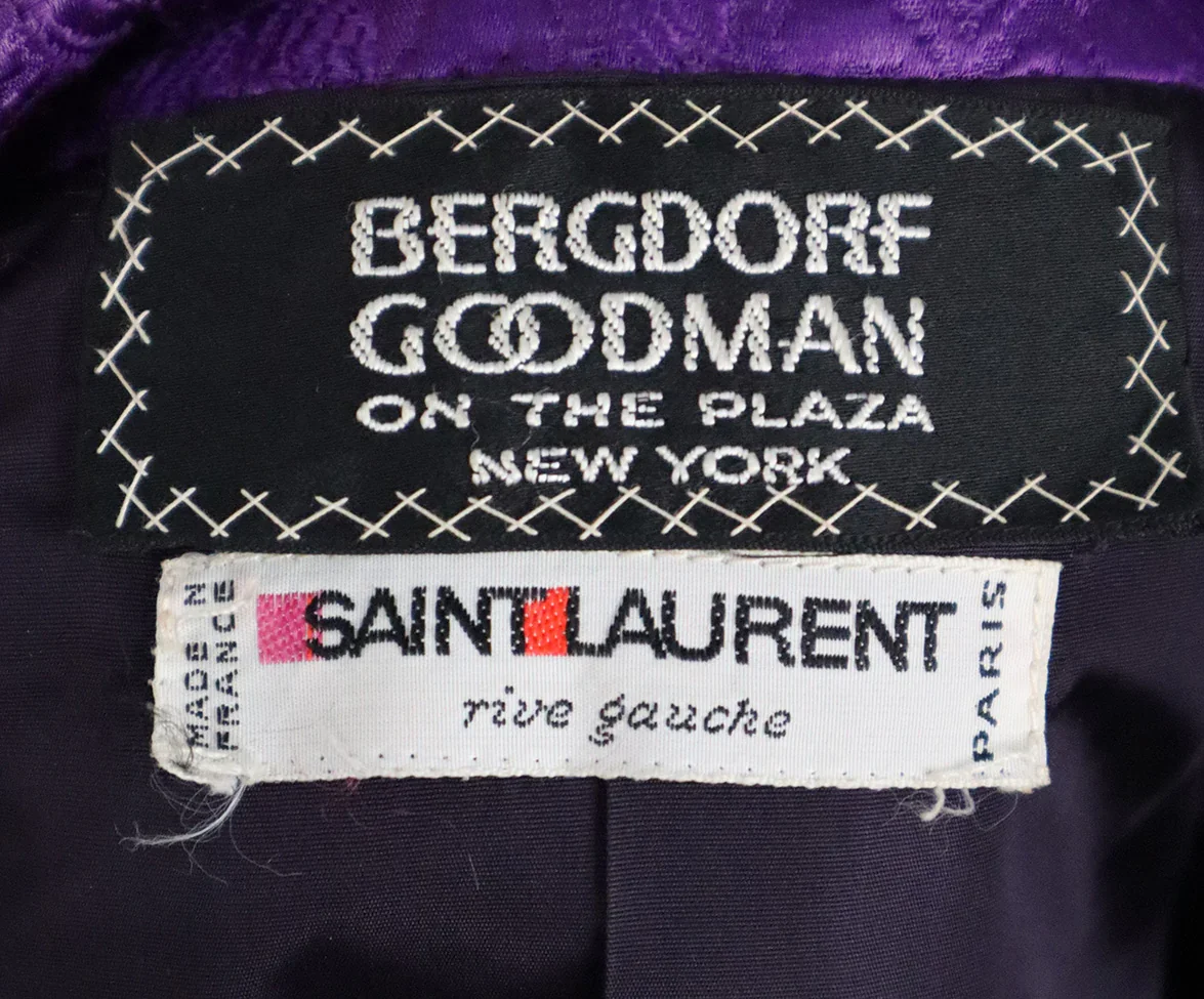 Saint Laurent Vintage Purple Jacquard Blazer sz 8 - Image 4