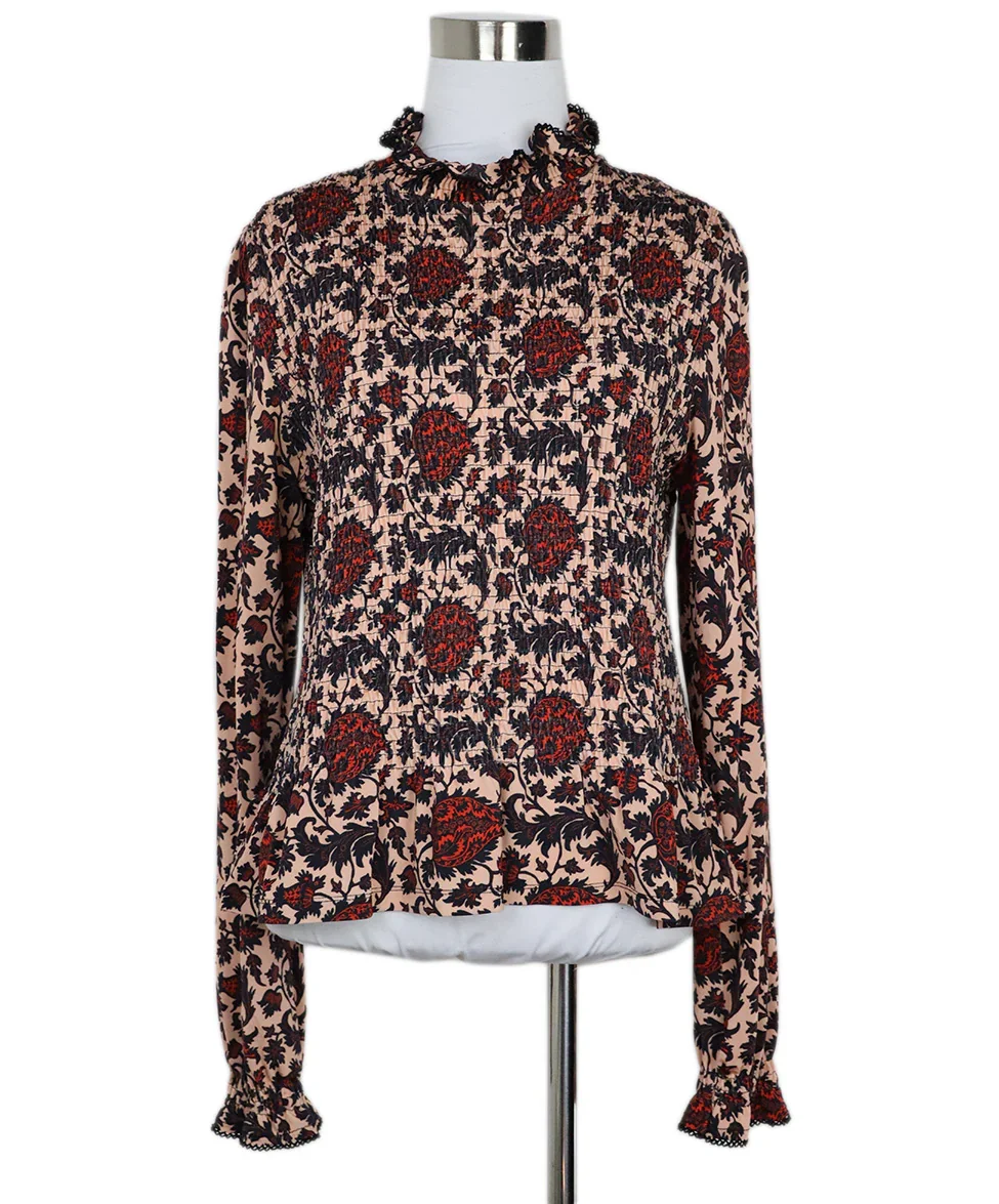 Sandro Pink Floral Print Blouse sz 6