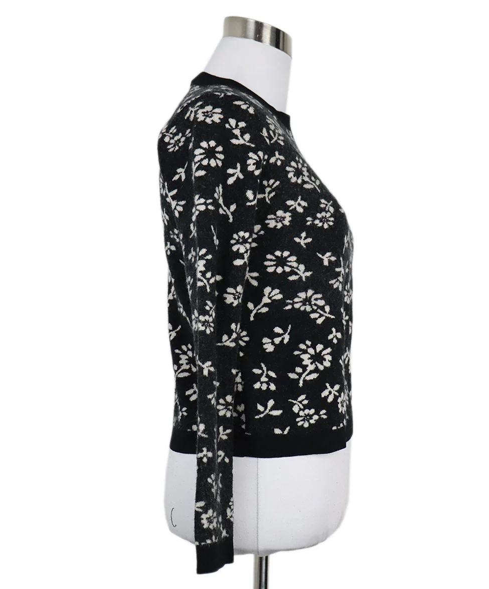 Sandy Liang B&W Floral Print Wool Sweater sz 2 - Image 2