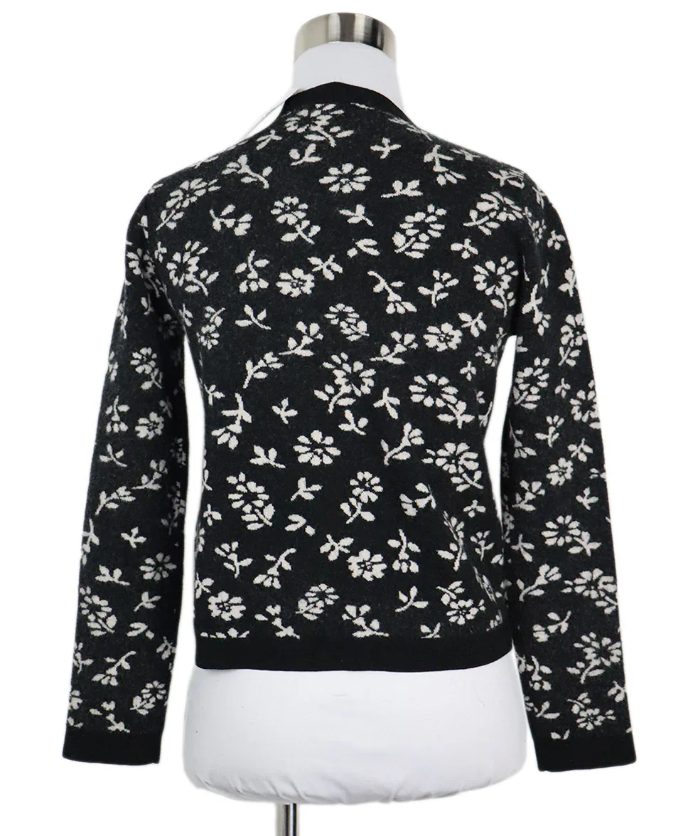 Sandy Liang B&W Floral Print Wool Sweater sz 2 - Image 3