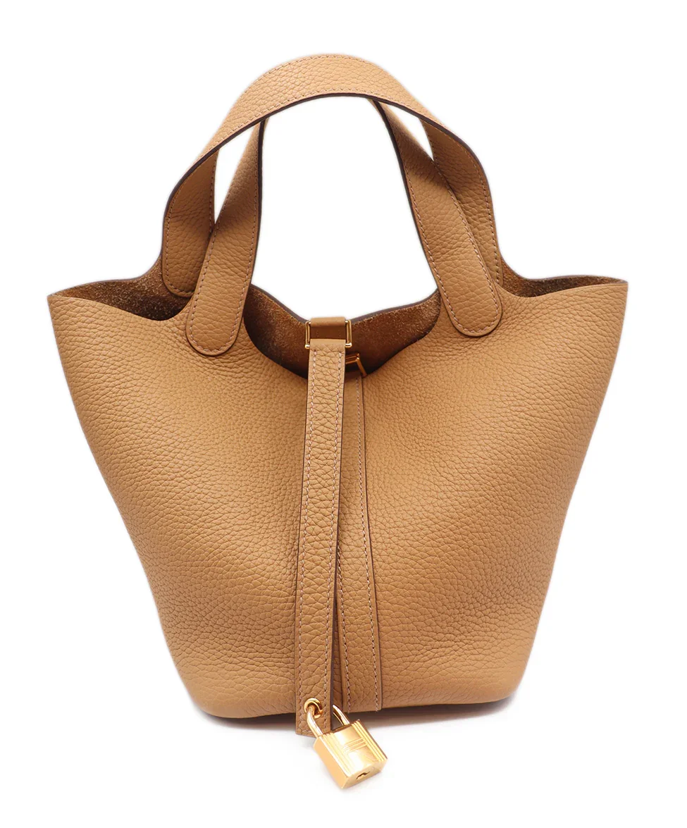 Hermes Neutral Tan Leather Picotin 18 Z