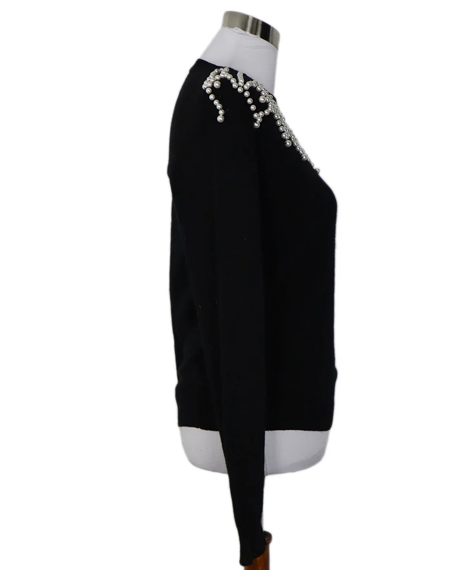 Scervino Black Wool Viscose Pearl Trim Sweater sz 2 - Image 2
