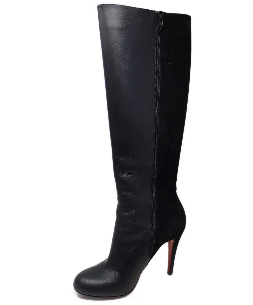 Christian Louboutin Black Leather Suede Boots sz 8