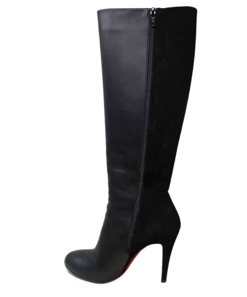 Christian Louboutin Black Leather Suede Boots sz 8 - Image 2