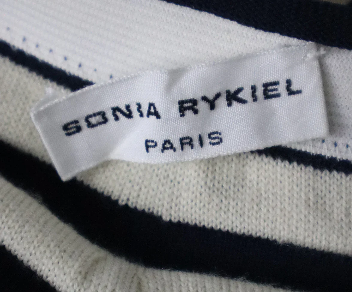 Sonia Rykiel 2 Piece Blue Navy Cream Stripes Polyester Wool Dress sz 10 - Image 12