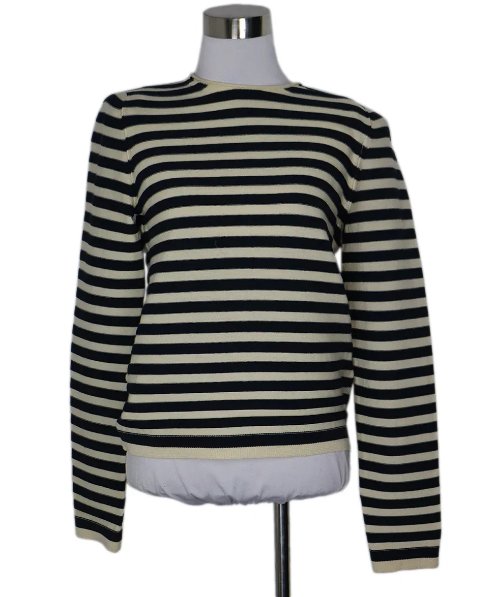 Sonia Rykiel 2 Piece Blue Navy Cream Stripes Polyester Wool Dress sz 10 - Image 4