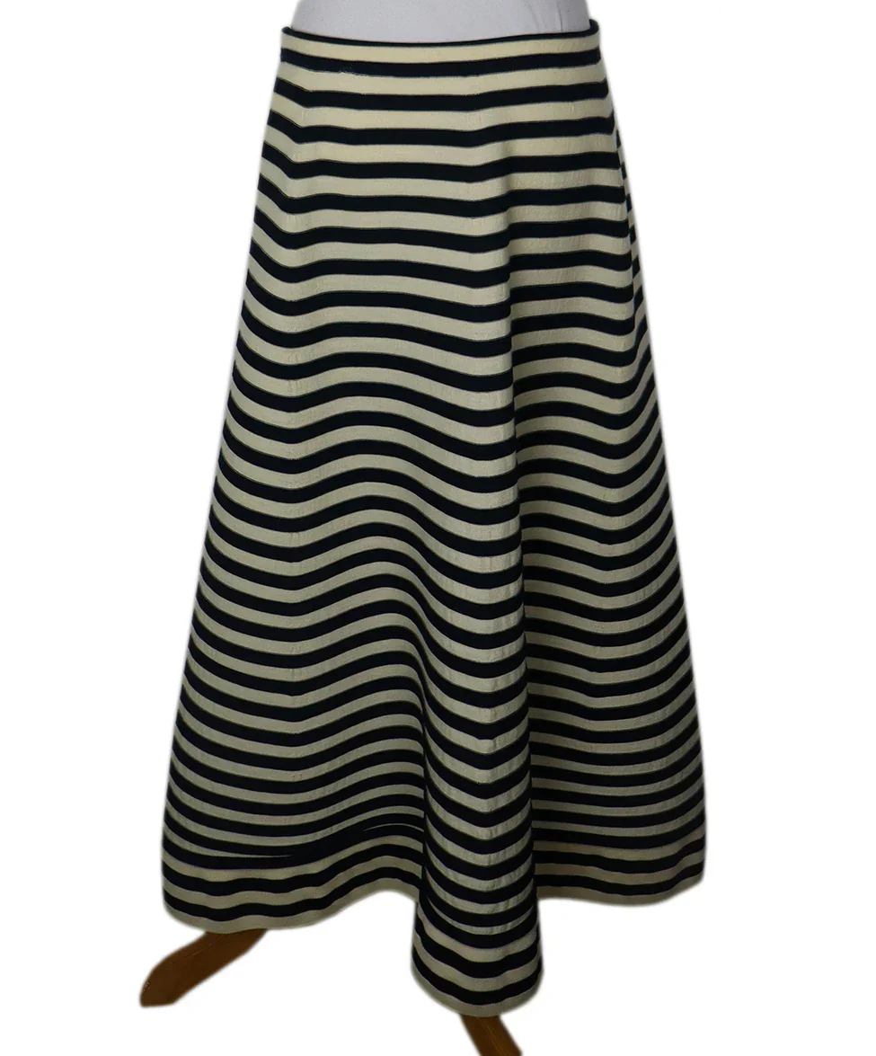 Sonia Rykiel 2 Piece Blue Navy Cream Stripes Polyester Wool Dress sz 10 - Image 9