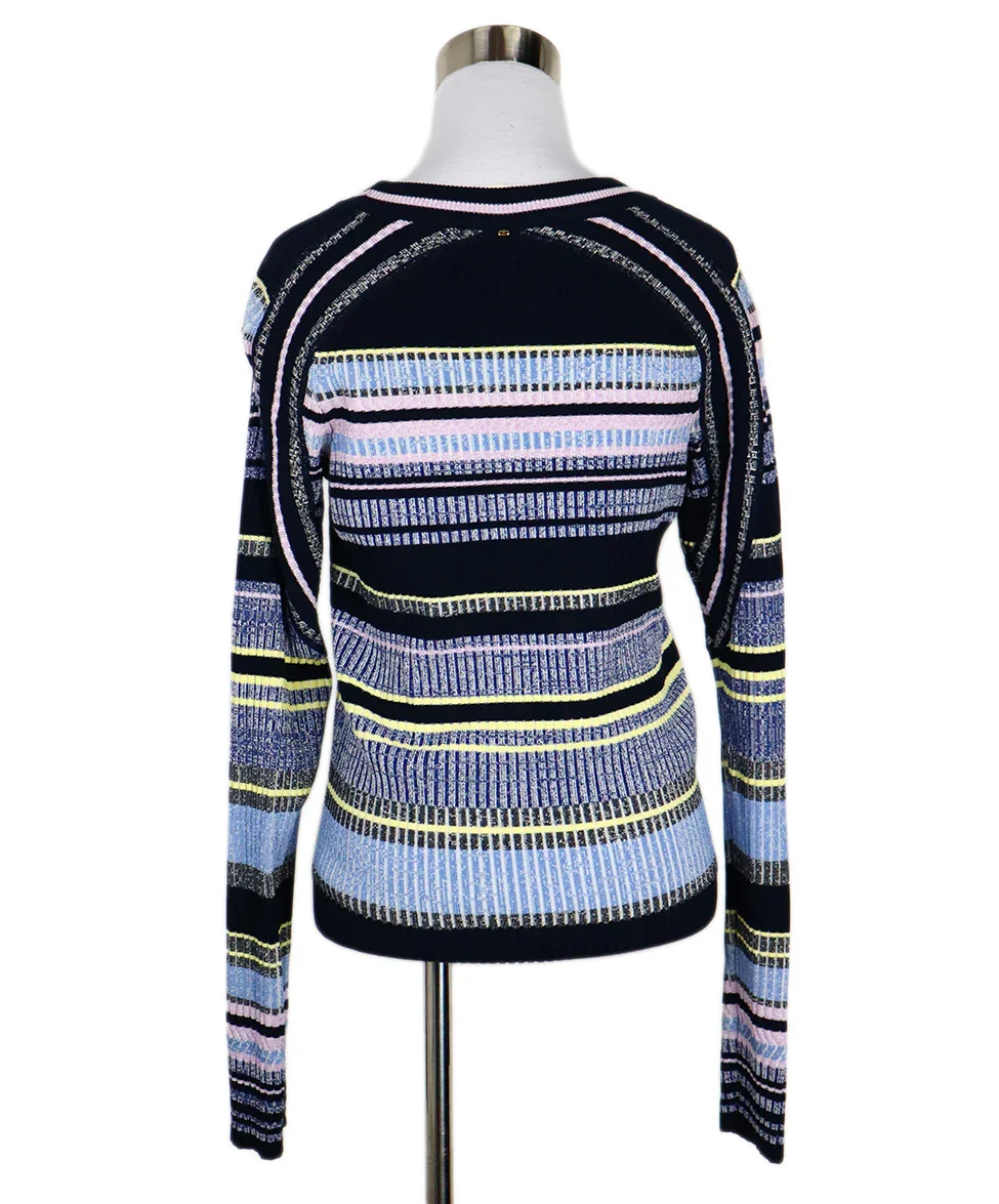 Sportmax Blue Purple & Yellow Striped Sweater sz 4 - Image 3
