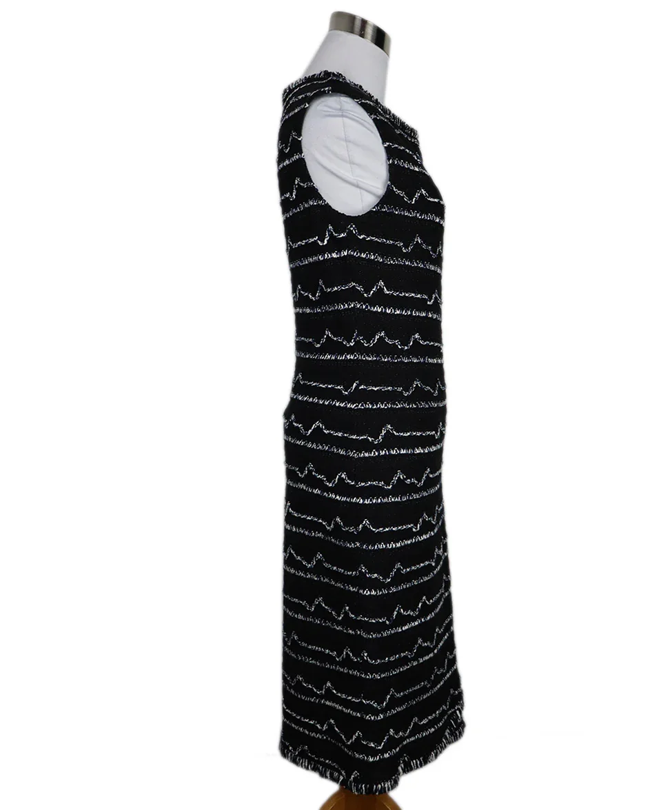 St. John Black White & Blue Knit Dress sz 4 - Image 2