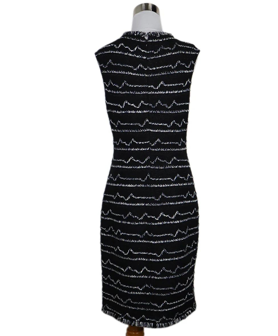 St. John Black White & Blue Knit Dress sz 4 - Image 3