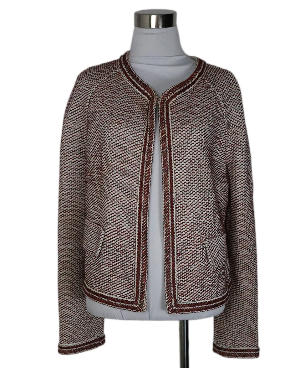 St. John White Bronze Cotton Knit Jacket sz 10