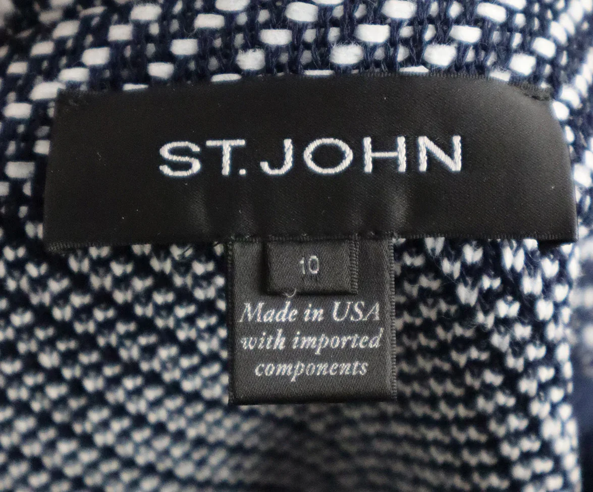 St. John White & Navy Knit Jacket sz 10 - Image 4