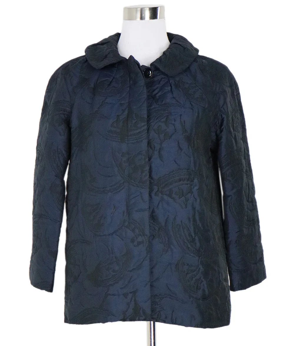 Thakoon Navy Blue Embroidered Jacket sz 4