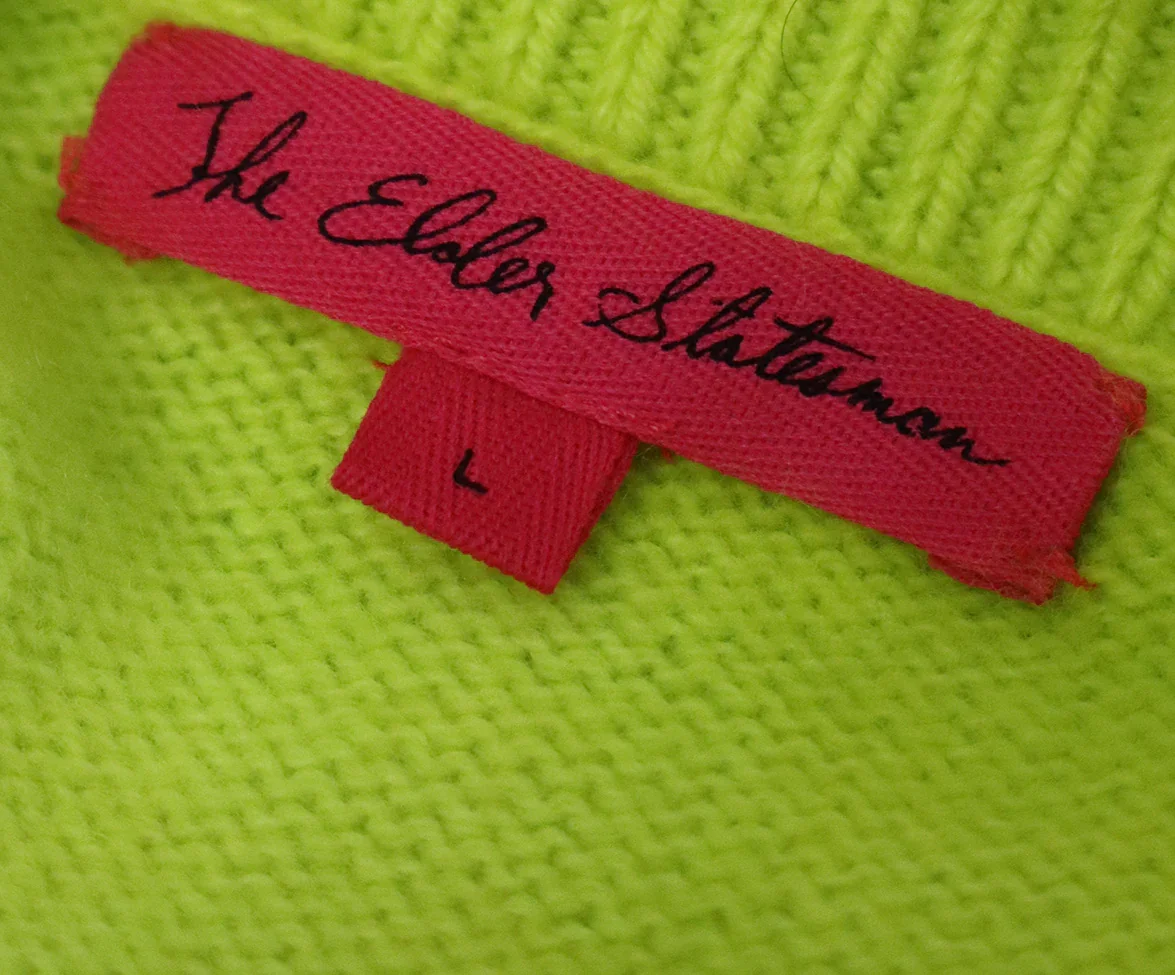 The Elder Statesmen Neon Yellow Cashmere Sweater sz 8 - Image 4