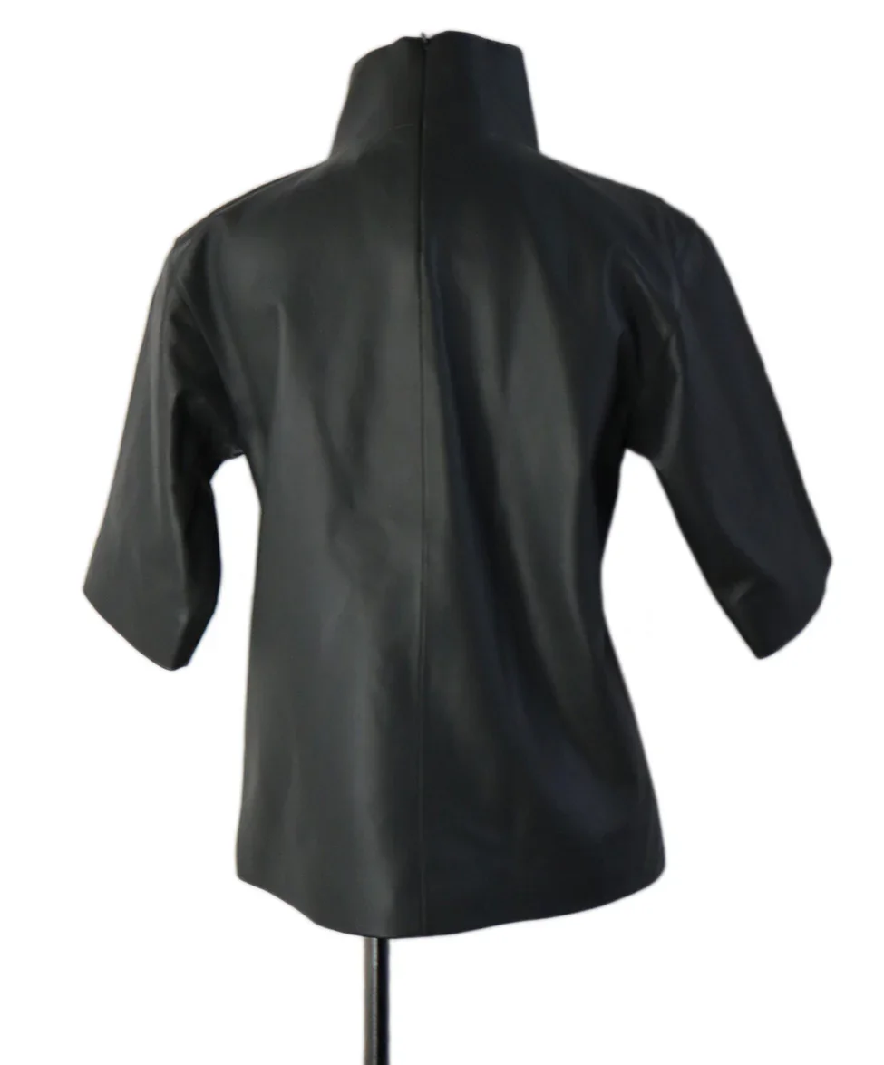 The Frankie Shop Olive Green Leather Top sz 2 - Image 3