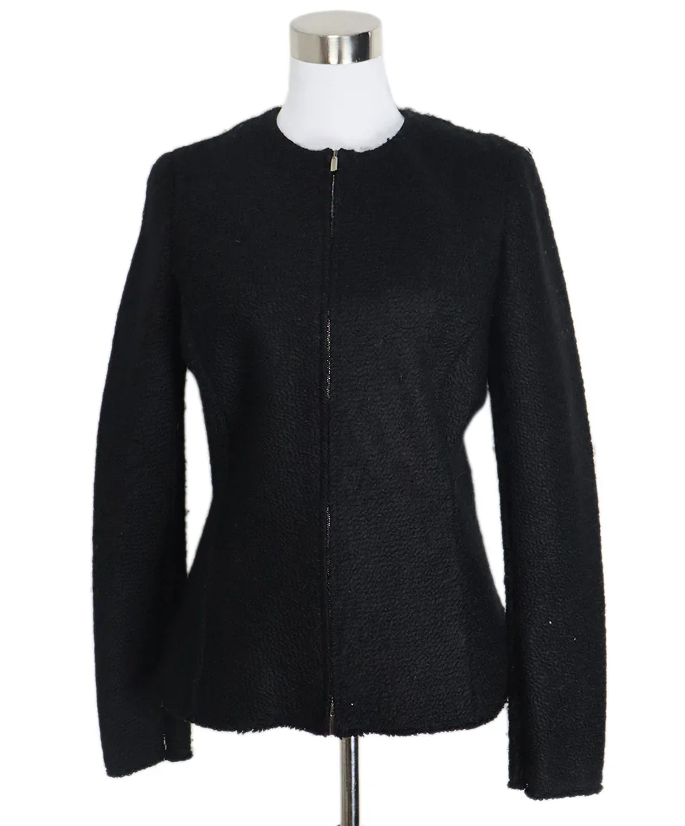 The Row Black Wool Zipper Trim Jacket sz 8