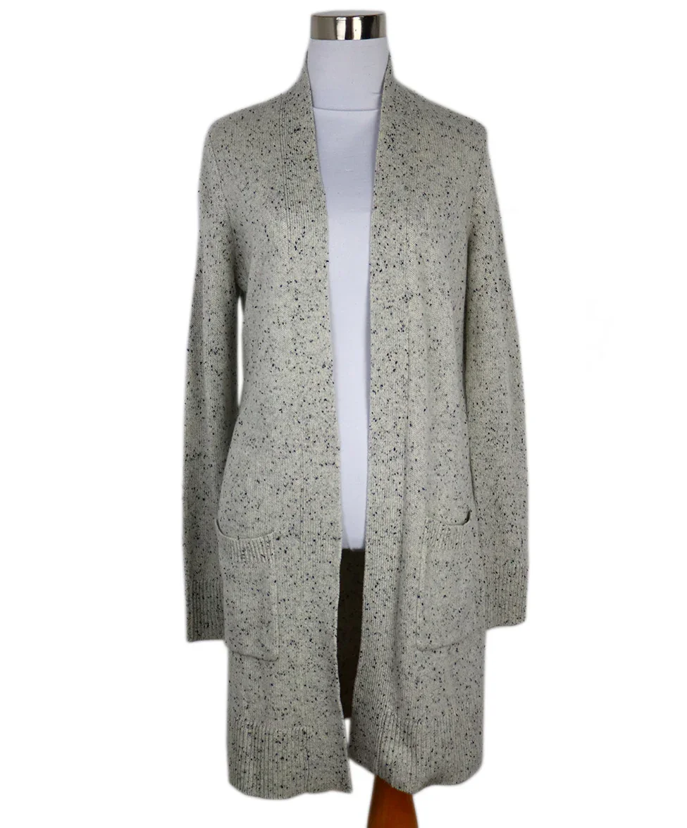 Theory Grey & Black Cashmere Cardigan sz 2