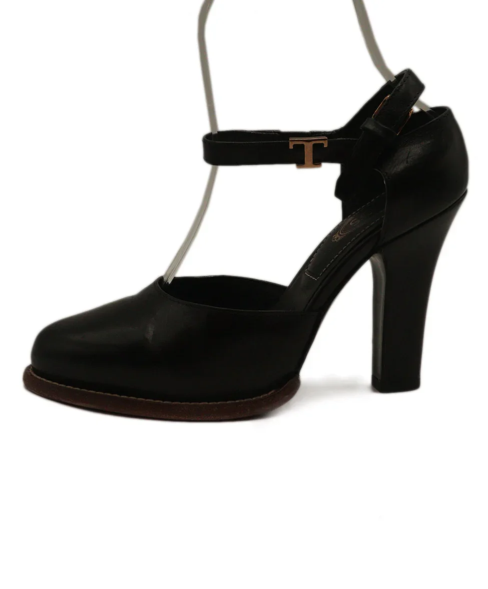 Tod's Black Leather Ankle Strap Heels sz 4.5 - Image 2