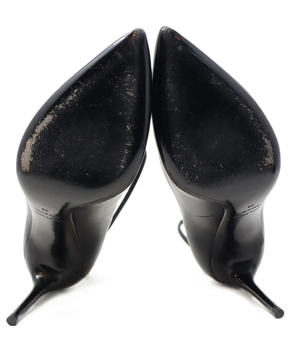 Tom Ford Black Leather Ankle Strap Heels sz 8 - Image 5
