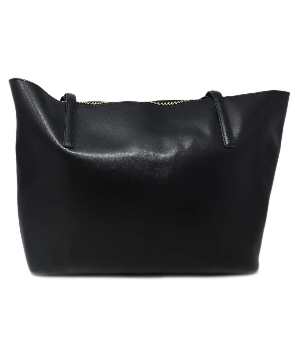 Ferragamo Black Leather Tote with Gold Hardware - Image 3