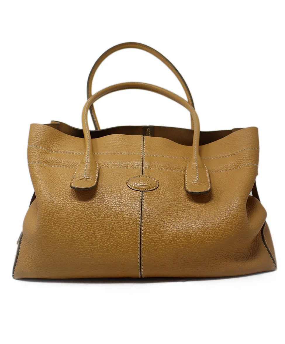 Tod's Neutral Tan Leather Tote Handbag