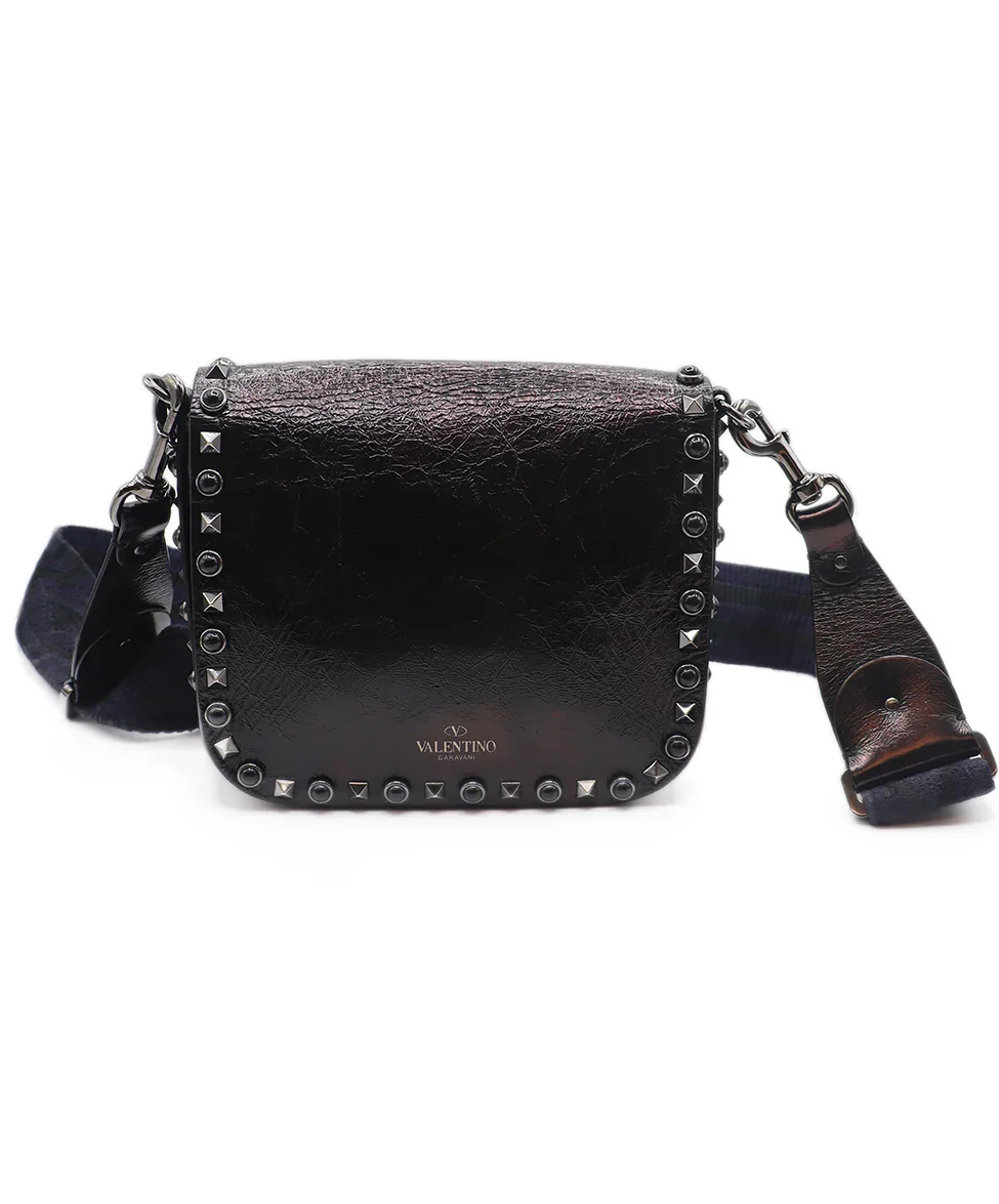 Valentino Black Leather Studded Crossbody Bag - Image 3