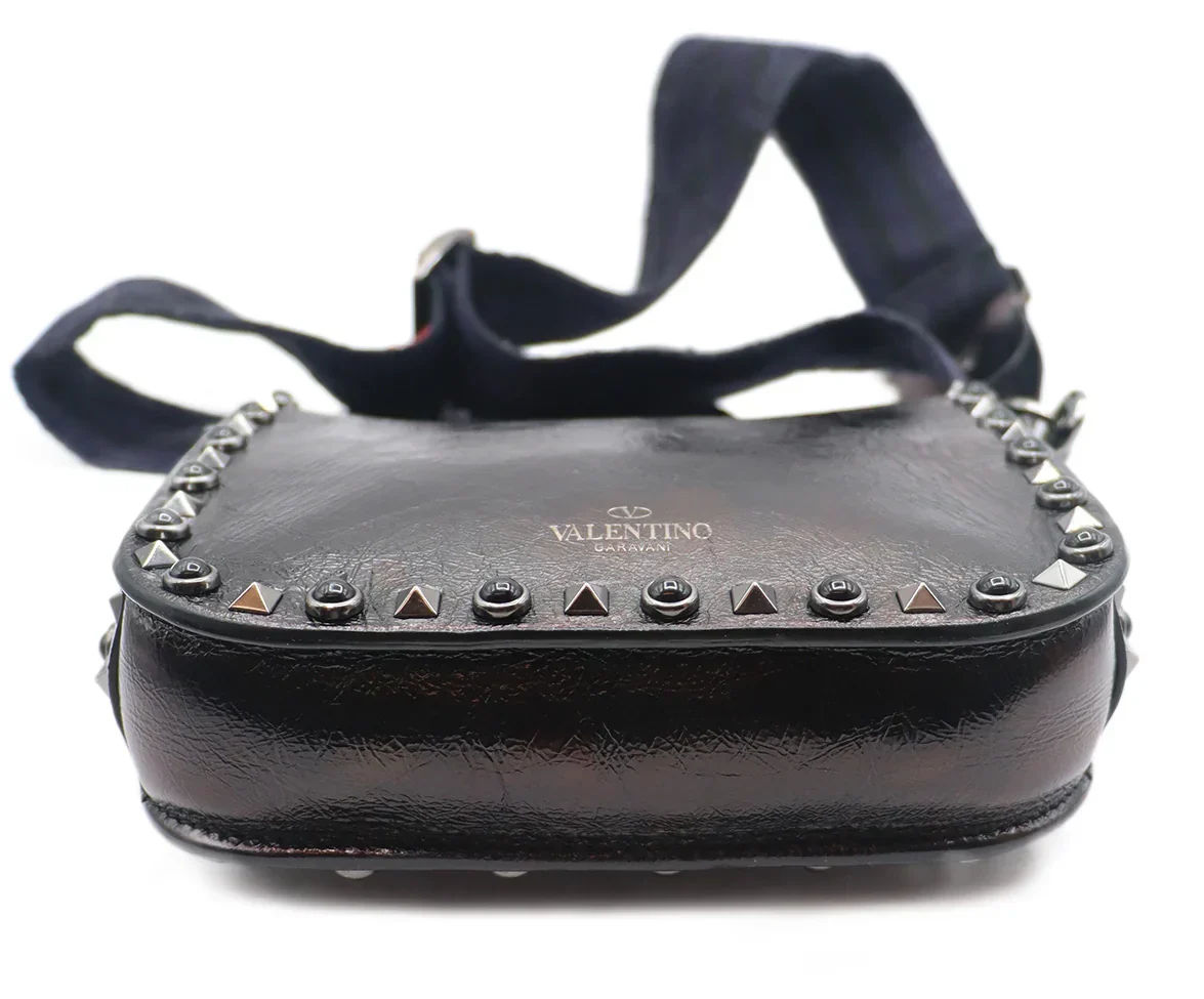Valentino Black Leather Studded Crossbody Bag - Image 4