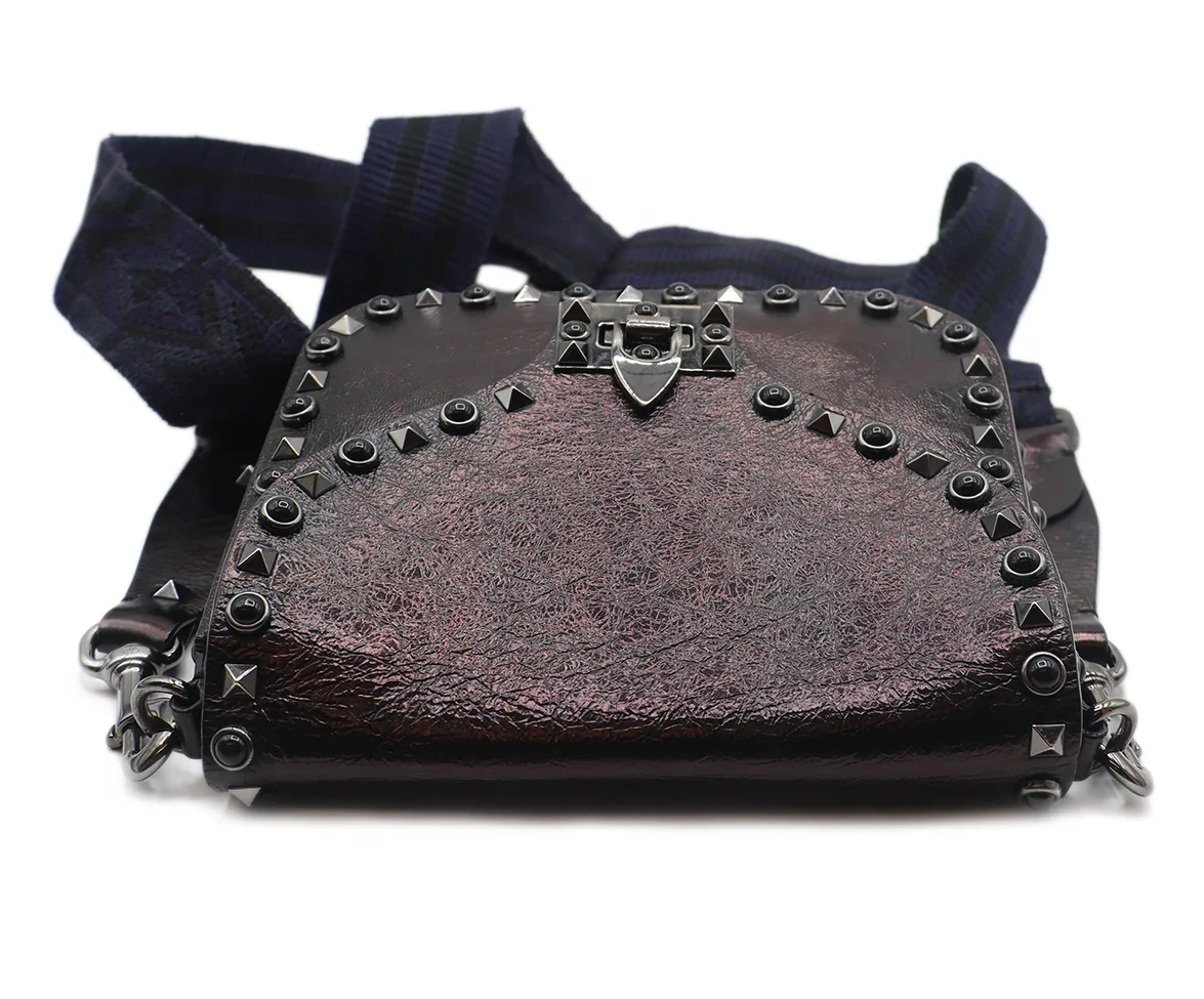 Valentino Black Leather Studded Crossbody Bag - Image 5