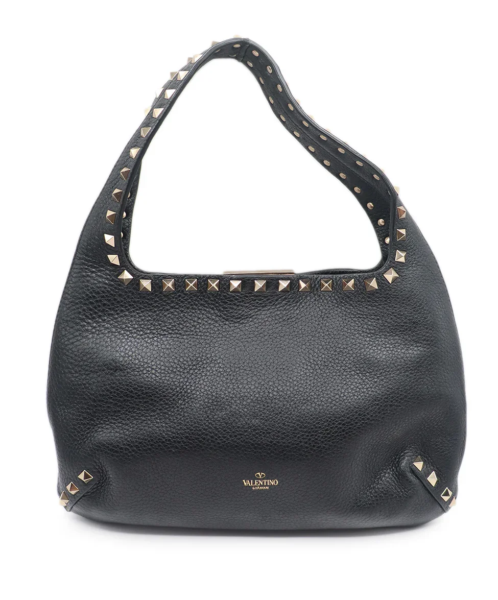 Valentino Black Leather Studded Handbag - Image 3