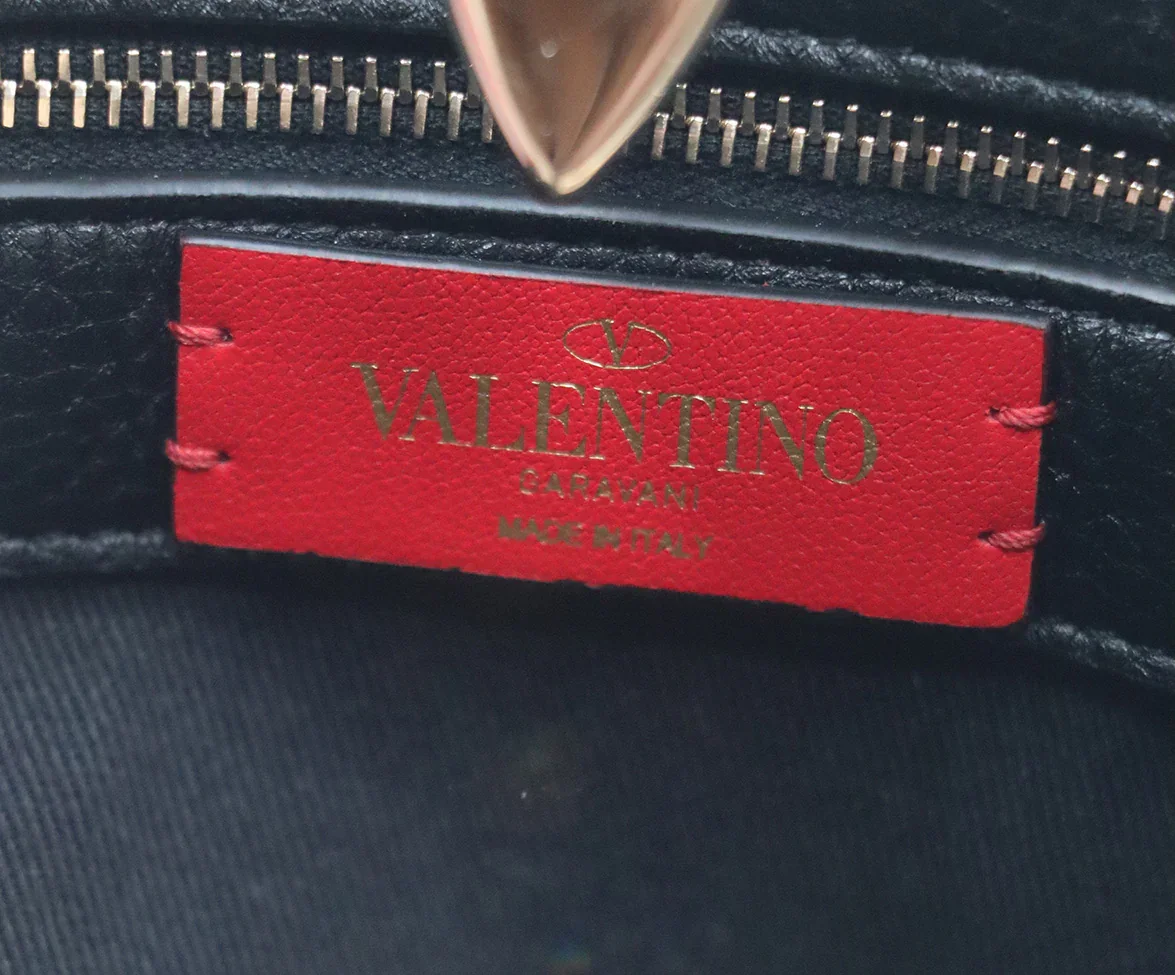 Valentino Black Leather Studded Handbag - Image 8