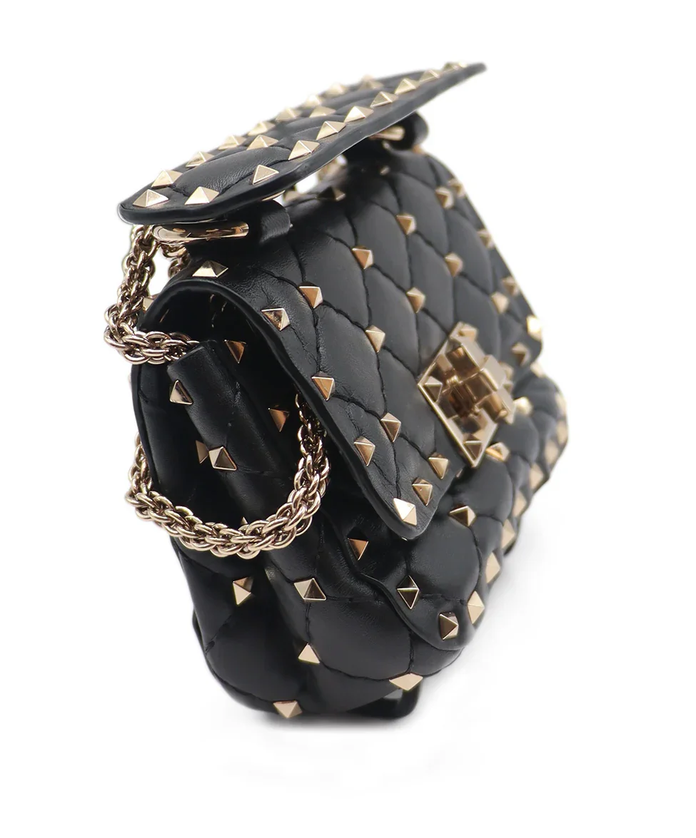 Valentino Black Quilted Leather Studded Crossbody Handbag - Image 2