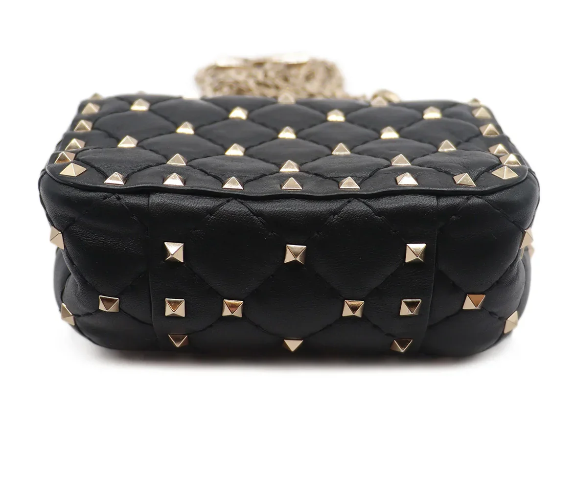 Valentino Black Quilted Leather Studded Crossbody Handbag - Image 4