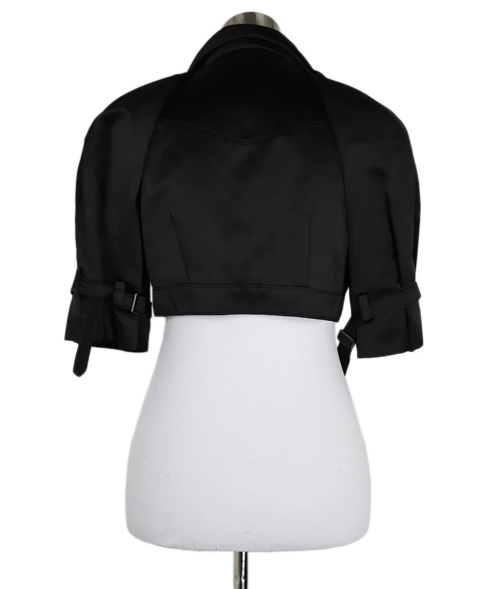 Valentino Black Satin Cropped Jacket sz 8 - Image 3