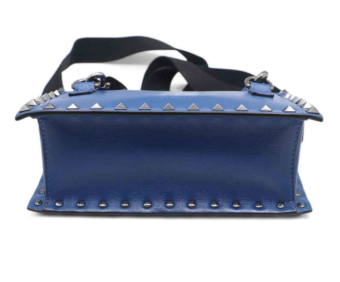Valentino Blue Leather Studded Handbag - Image 3