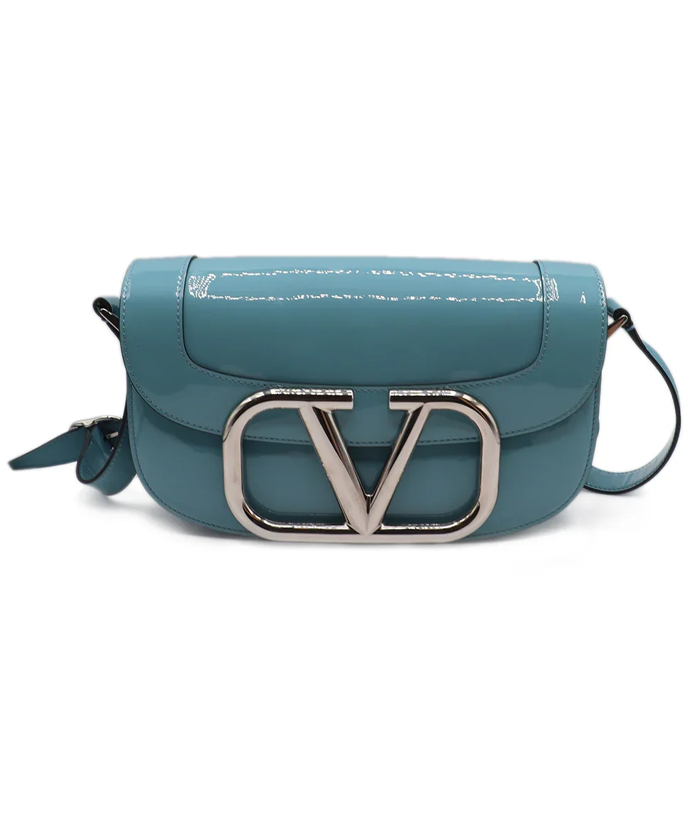 Valentino Blue Patent Leather Shoulder Bag
