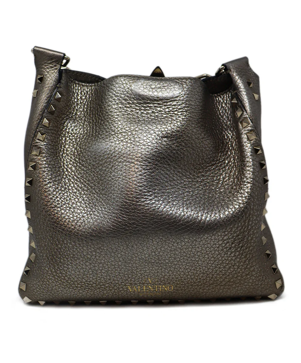 Valentino Crossbody Rockstud Metallic Gold Leather Messenger Bag - Image 3